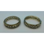 Two 9ct gold and silver rings,
