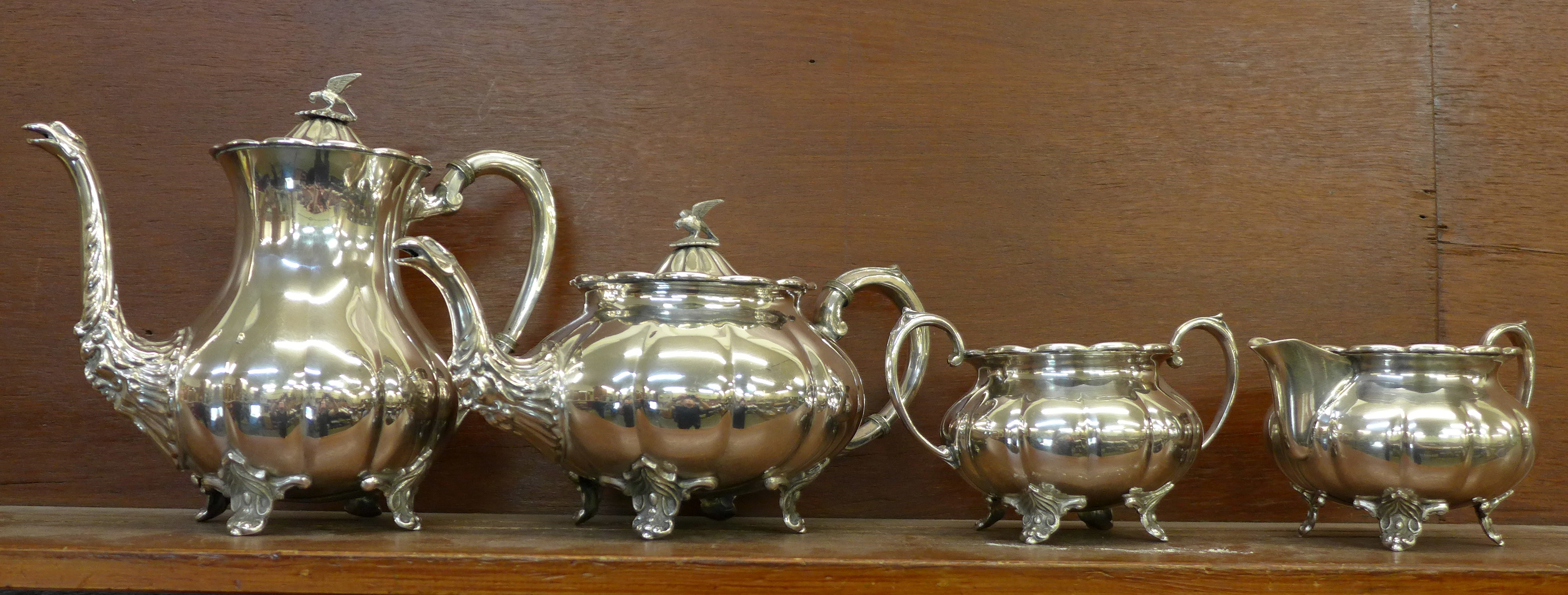 A four piece silver plated tea set,