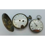 A silver cased front wind verge pocket watch, movement stamped Edmd.