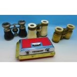 Four pairs of opera glasses including ivory,