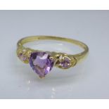 A 9ct gold and amethyst ring, 1.