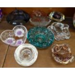 Eight glass dishes including Orrefors, Waltherglas, Murano, etc.