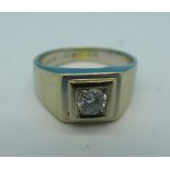 A white metal and diamond ring, the shank signed Ānny-Oscar, 7.5g, diamond approximately 0.