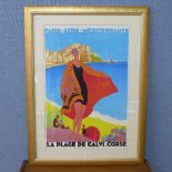 A reproduction French style La Pace Calvi-Corse print