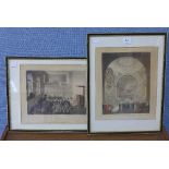 A set of six Augustus Pugin and Thomas Rowlandson aquatint engravings, Leaden Hall Market,