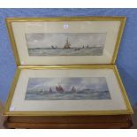 William Cannon (19th Century) Shipping in the Channel, pair of watercolours, dated 1907,