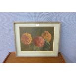 British School (mid 20th Century), still life of chrysanthemums, oil on board,