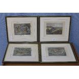 A set of four 18th Century William Samuel Howitt hand coloured engravings, Hare Running,