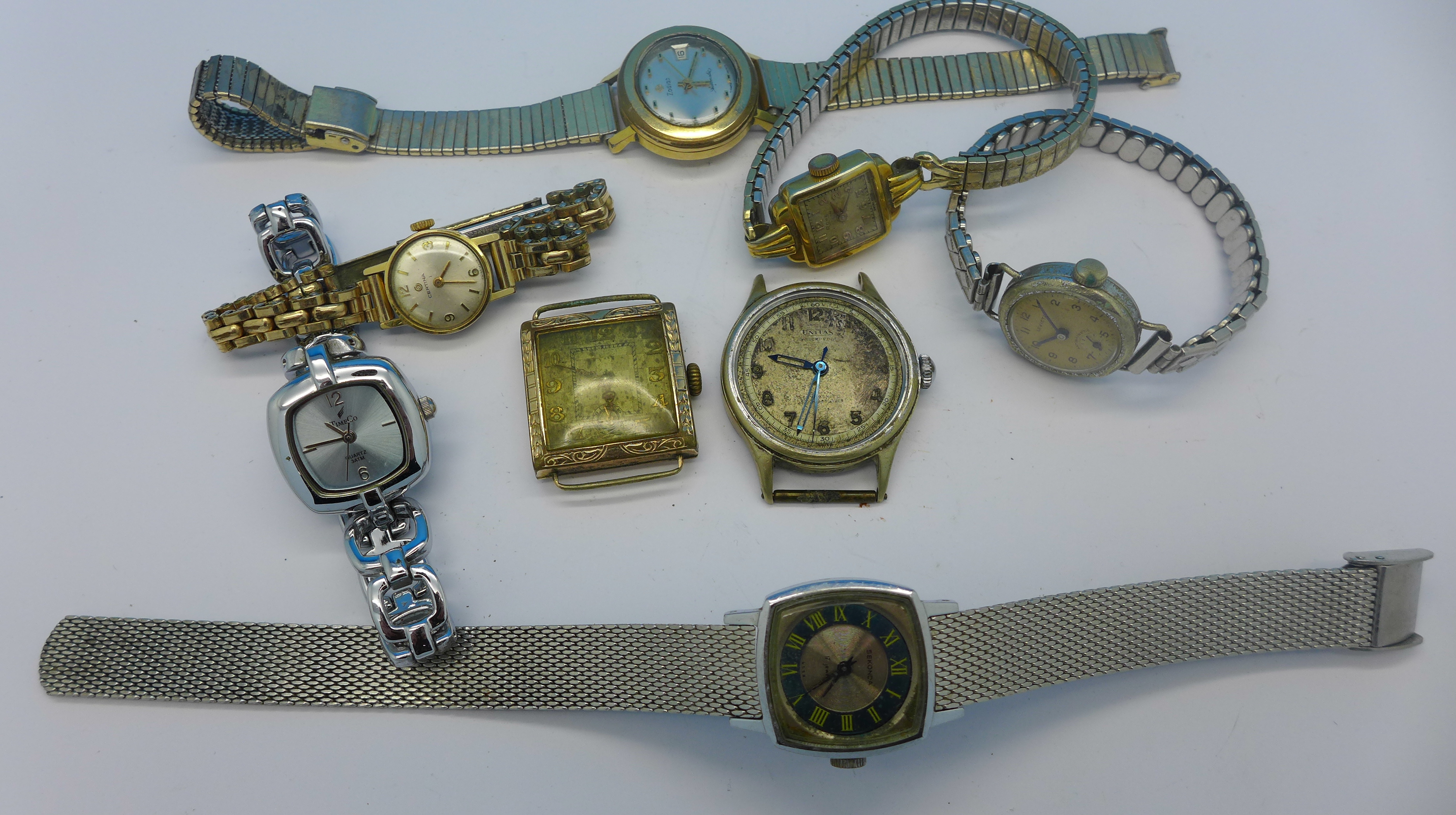 A 1940's Unitas wristwatch, lacking glass,