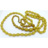 Two plastic bead necklaces,