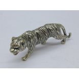 An 800 cast silver tiger miniature