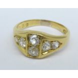 A lady's Victorian 18ct gold six stone diamond ring, 5g,