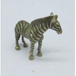 An 800 cast silver zebra miniature