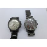 Two Fossil chronograph wristwatches