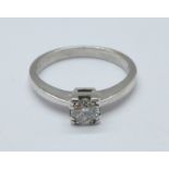 An 18ct white gold and diamond solitaire ring, 3.