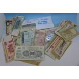 A collection of foreign banknotes,
