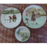 Three Royal Doulton plates, Sir Roger de Cloverley,