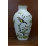 A Franklin porcelain 'The Woodland Bird Vase' with stand, certificate and box, 29.