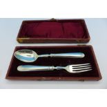 A Victorian silver Christening set, cased, Birmingham 1898,