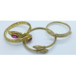 Three snake bangles,