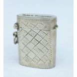 A 925 sterling silver vesta case marked H.M.S.