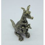 An 800 silver cast kangaroo miniature