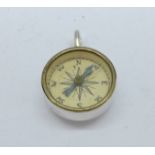 A 925 silver mounted compass fob