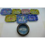 Eight Chinese 19th Century and later cloisonne dishes