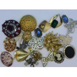 A collection of brooches