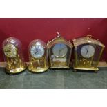 Four anniversary clocks including Kern,