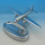 A heavy chromium plated Vickers Viking advertising plane or desk tidy, 2.