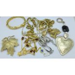 Designer jewellery including Trifari, Napier, Monet, Ben de Lisi, etc.