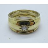 A yellow metal and diamond ring, 5.