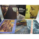 Jazz LP records, Jelly Roll Morton, John Gerry, Coltrane, Mulligan, Ornette Coleman, etc.