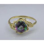 A 9ct gold, mystic topaz and diamond ring, 1.