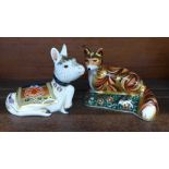 A Royal Crown Derby Fox Cub paperweight, second, and Donkey Foal,