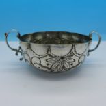 A Portuguese white metal bowl,