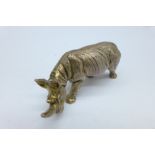 A 925 sterling silver rhinoceros (filled)