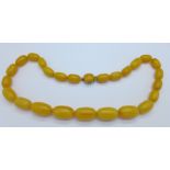 A butterscotch coloured bead necklace