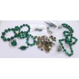 Malachite jewellery including silver rings