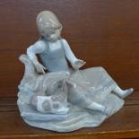 A Lladro figure, girl with goat, 23cm,