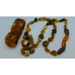 An amber necklace and bracelet