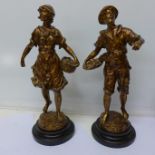 A pair of spelter figures,