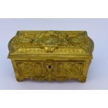 A gilt bronze Queen Victoria 1897 Diamond Jubilee casket, makers mark, possibly French made, 15 x 7.