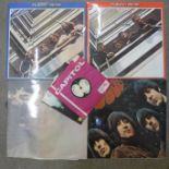 Six The Beatles related records, including Rubber Soul, Imagine and My Sweet Lord, (4 LP,