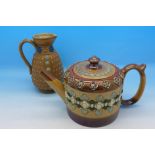 A Doulton Lambeth teapot and lid and silicon ware jug,