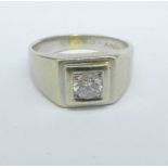 A white metal set diamond ring, 7.