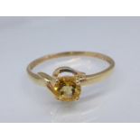 A 9ct gold and citrine ring, 1.