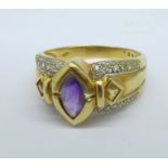 An 18ct gold, white stone, amethyst and citrine ring, 5.