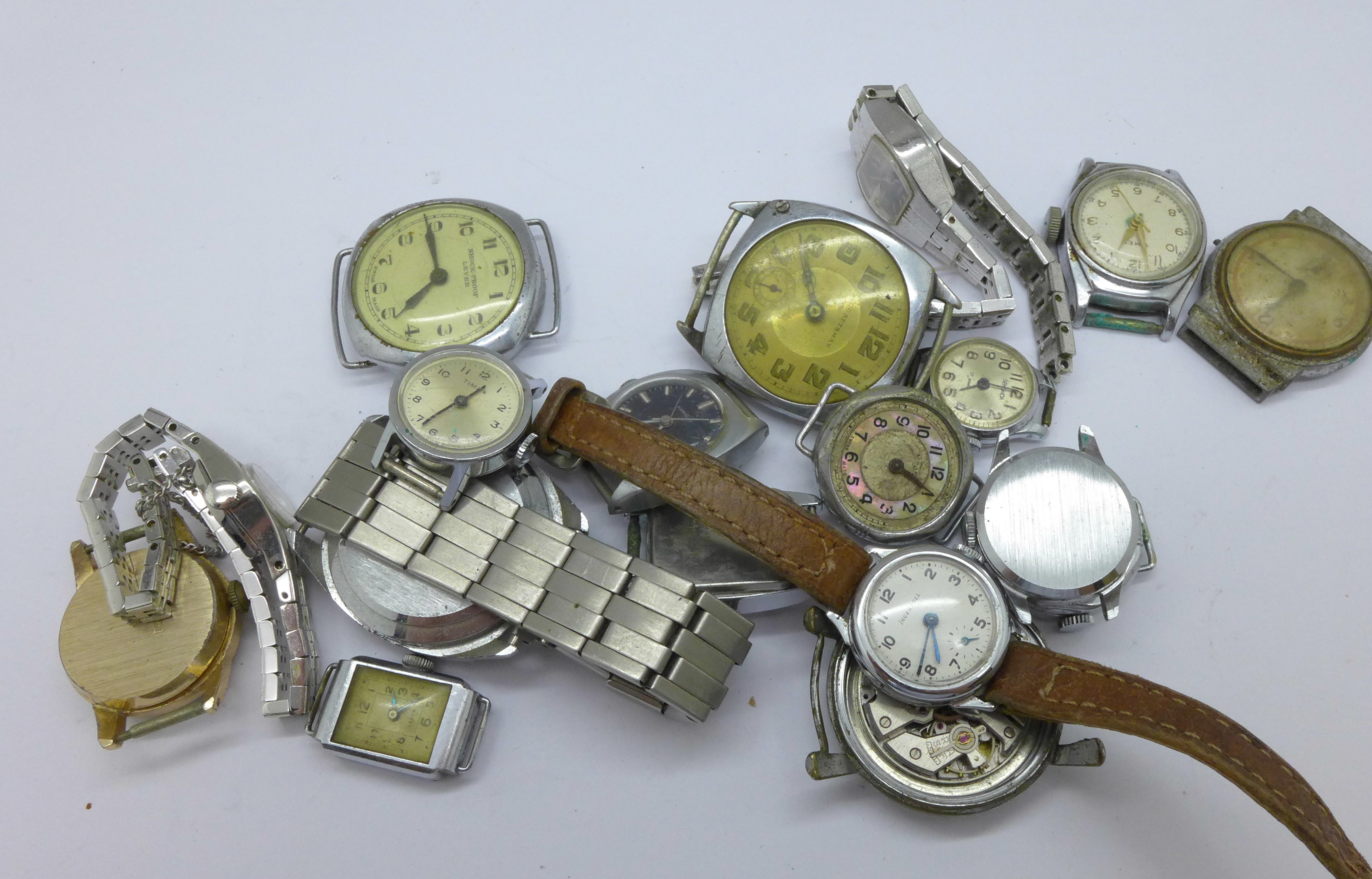 Assorted mechanical wristwatches including Rotary and Ingersoll, etc.